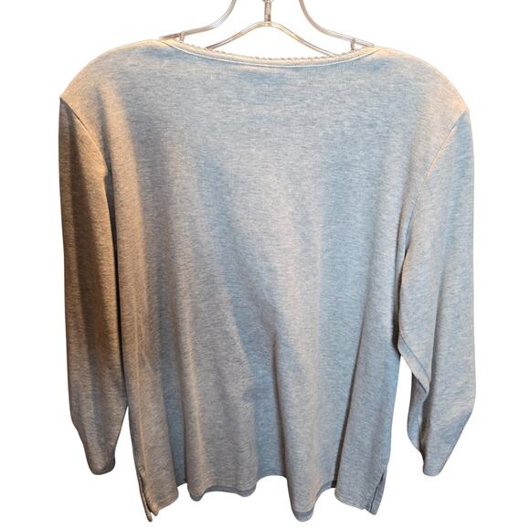 Alfred Dunner PM Gray Women's Top Shirt Long Sleeves Petite Size Medium P8 P10 - Picture 4 of 5